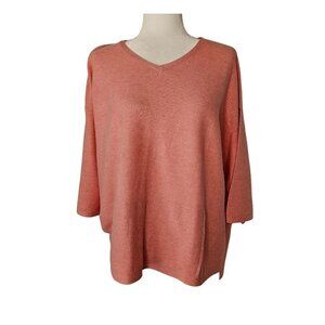 Pure Jill Size Small Peach Oversize V-Neck Pullover Sweater Tunic